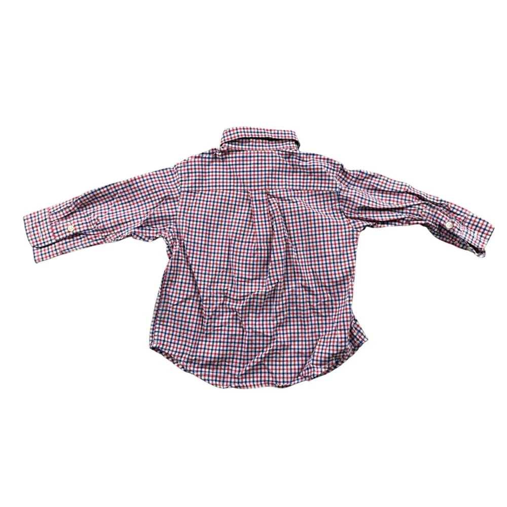 Ralph Lauren Button Down Shirt Kids 12M Red Blue Gingham Check 100% Cotton Event